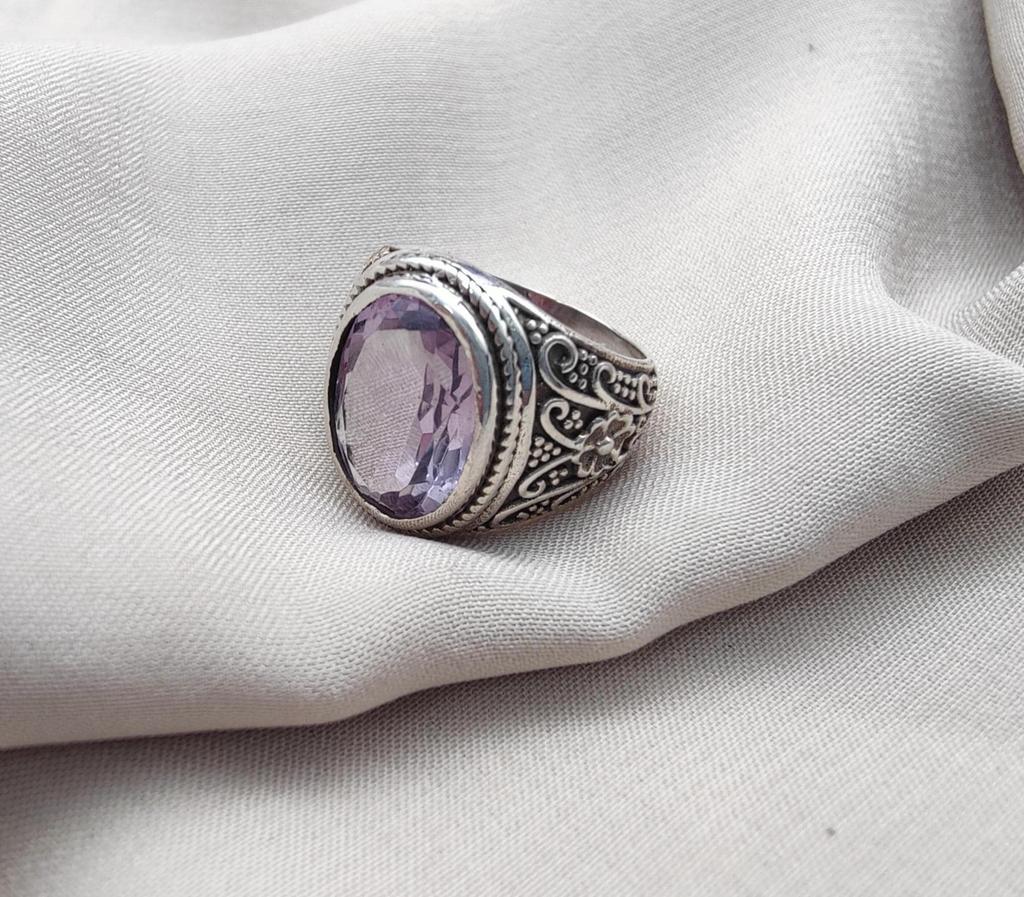 Amethyst Plaster Ring: Handmade Sterling Silver Statement Jewelry
