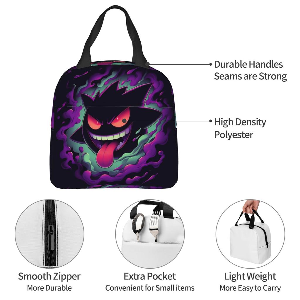 Custom G-Gengars Insulated Lunch Bag for Camping Travel Cartoon Leakproof Cooler Thermal Lunch Box Unisex