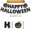 Runtow Happy Halloween Banner , Halloween Paper Hanging Garland Bunting Banner ,Pumpkin Flag, Halloween Party Backdrop Decor