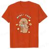 Modische Capybara Trage Rucksack Druck T-Shirt Lässig Kurzarm Grafik T-Shirt Unisex Locker Harajuku Shirt Honey Baby Oberteile