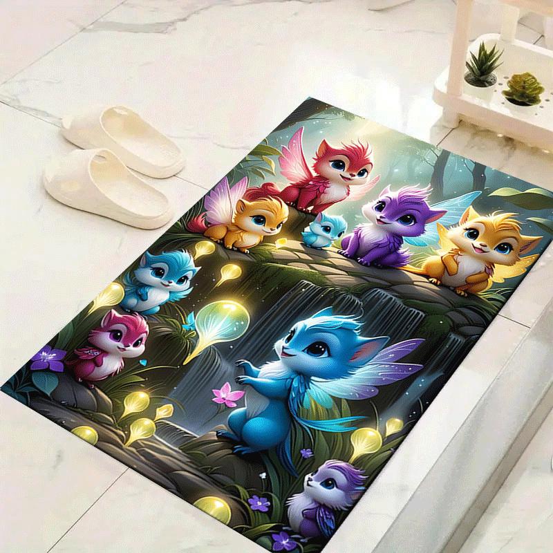 

1pc Cute elves Print, Design Indoor Area Rug - Soft, Anti-Slip, and Durable Gaming Room Decor for Bedroom 60cm by 90cm
