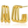 Geometric Square Gold Plated Copper Earrings Minimalist Design