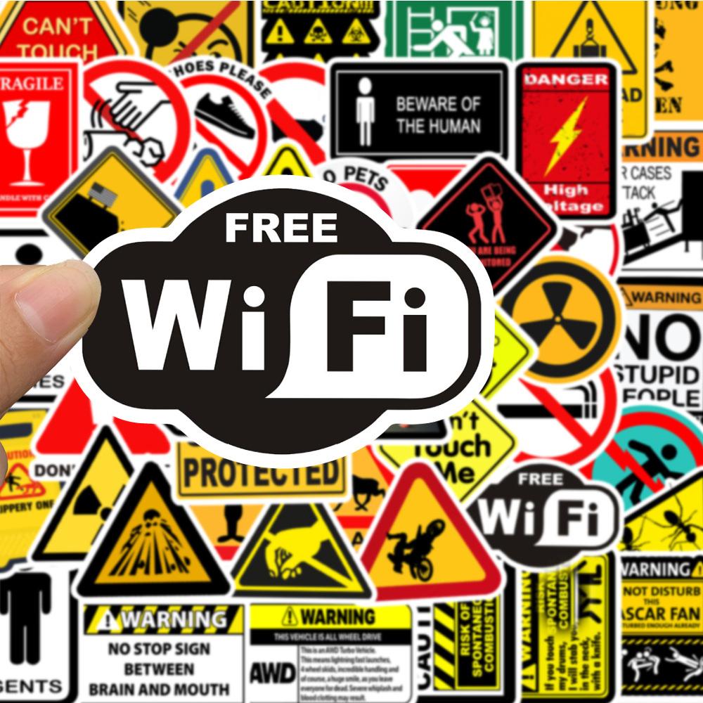 10/30/50pcs Warning Signs Graffiti Stickers Funny Danger Banning Pattern Decals DIY Phone Laptop Motorcycle Notebook Sticker Toy