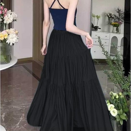 High Waisted Slimming Blue Half Skirt Loose Summer Casual Long Skirt