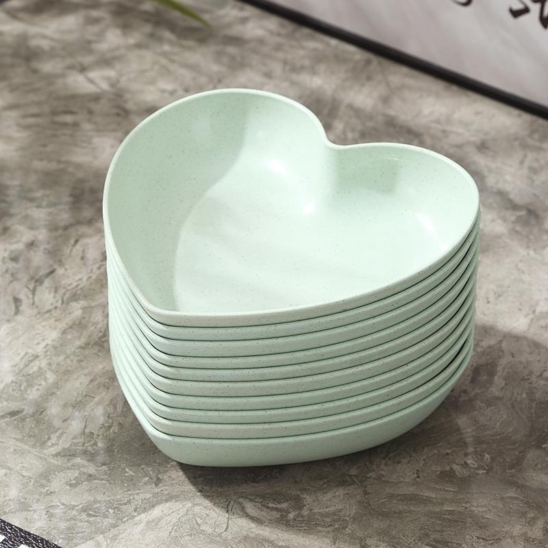 Creative Plates, Snacks, Simple Plates, Thickened Anti-Drop Spitting Bone Saucers, Plastic Fruit Plates, Love Shapes, Drop-Resistant Plates