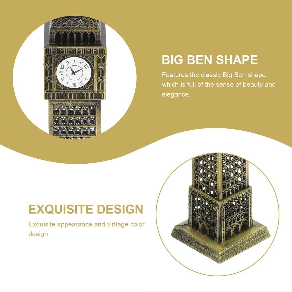 England Architecture Metal Sculpture Classic Stylized Ornament Home Decoration Desktop Decor Alloy Building Sculpture Vintage