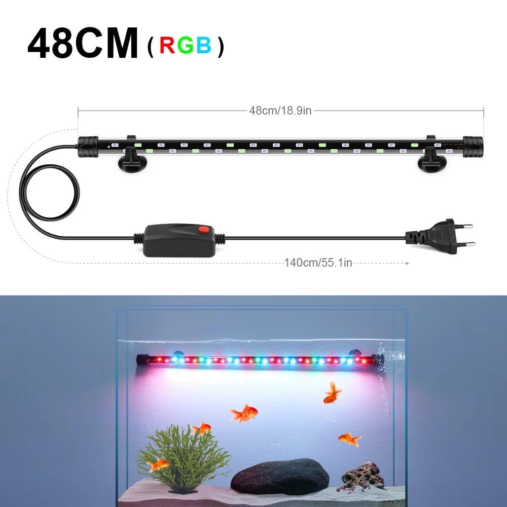 220V nedsenkbar stemningslampe 18-48cm plantevekstlys ny akvarium LED-belysning fisketankdekor