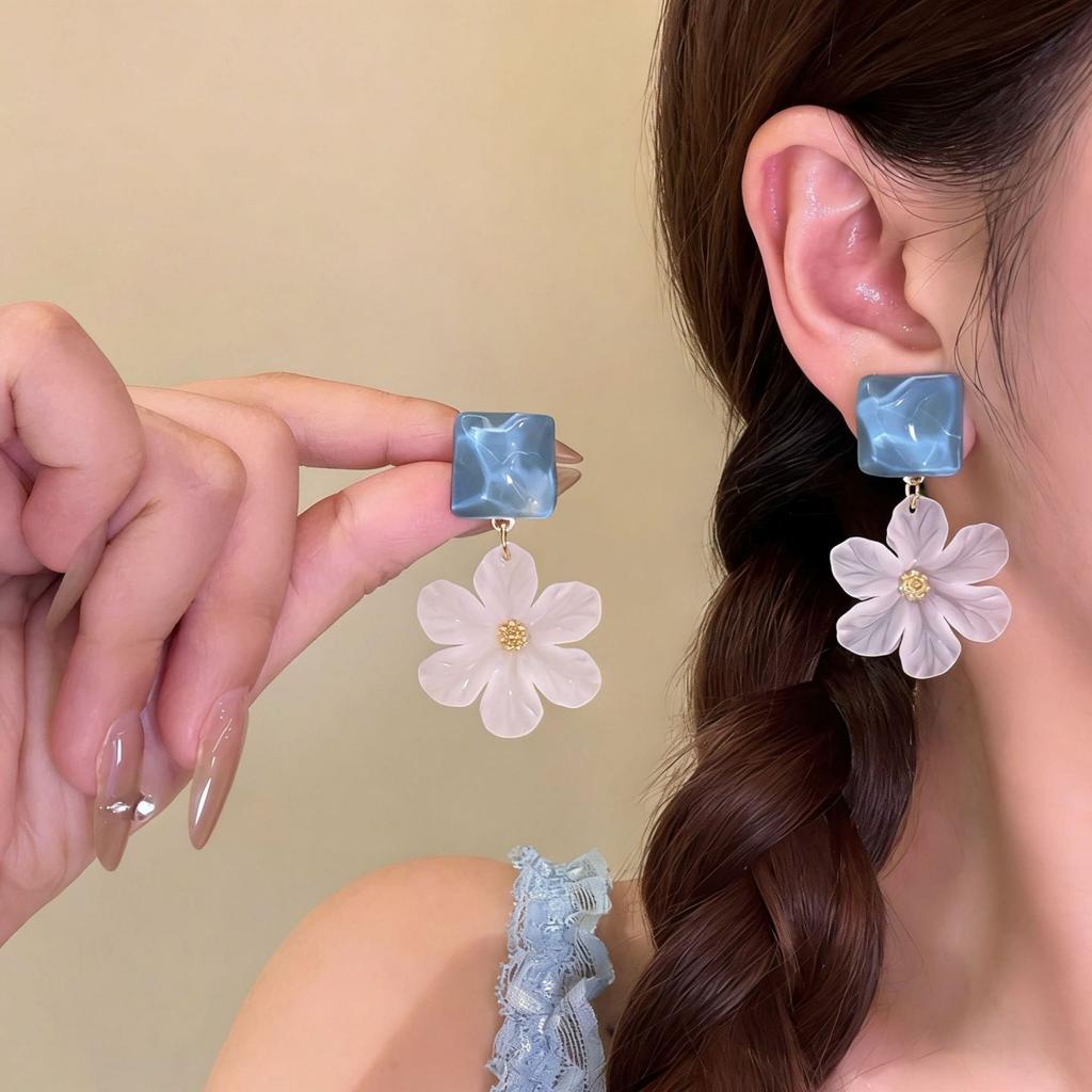 Bohemian Colorful Flower Earrings For Women Fashion Petal Pendant Earrings Party Drop Earrrings Jewelry Y2k Accessories Bijoux Gift