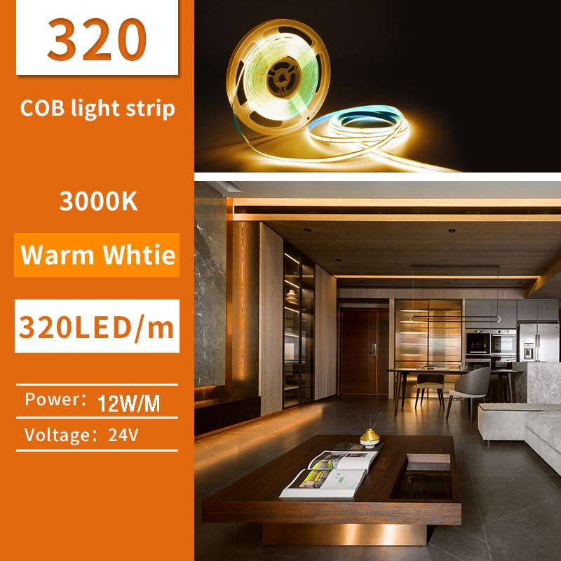 5m/10m/Lot FCOB LED Strip Lights High Density Flexible COB DC24V RA90 Bule Red Green Pink 3000K 4000K 6000K LED Tape Decoration