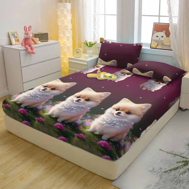 1 Cartoon Lustiges Tier Gedrucktes Mattes Spannbettlaken, Schlafzimmer Gedruckte Bettdecke, Bettwäsche (Ohne Kissenbezüge)