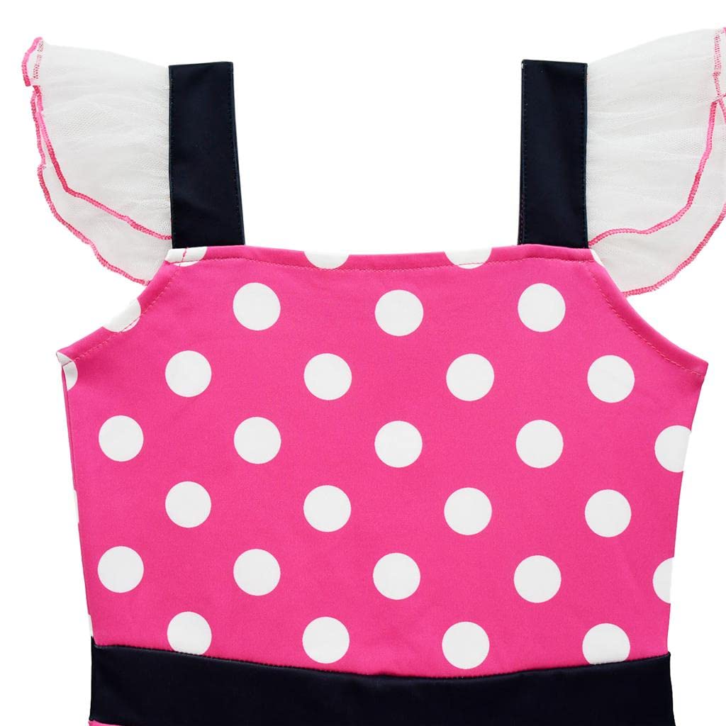 Dressy Daisy Toddler Girls Polka Dot Fancy Dress with Mouse Ears and Hair Hot Ages Perfect for or Parties Hoop, Pink, 12-18 Months, Halloween,