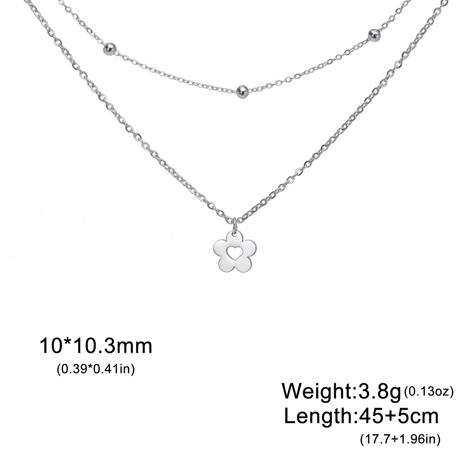 

Cazador Kpop Flower Heart Choker Necklace Stainless Steel Double Chains Necklace Jewelry for Women Christmas Gift 2026 Trendy 45-50cm