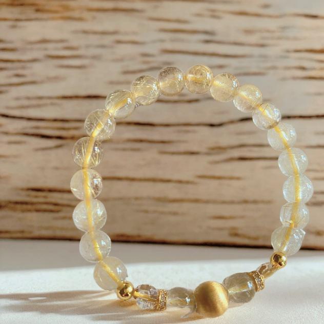 Armband aus Goldenem Rutilquarz & Citrin mit mehreren Edelsteinen und Tigerauge für Glück und Reichtum