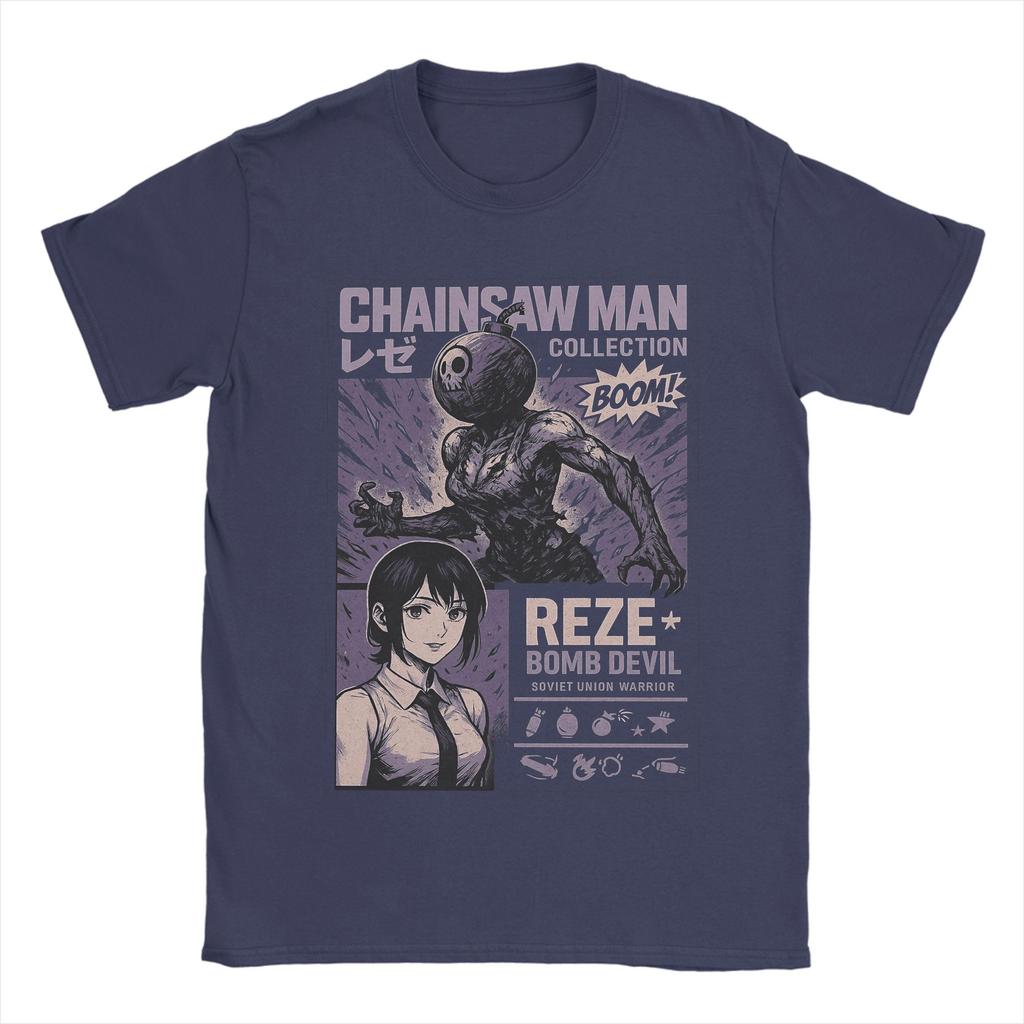 Anime Chainsaw Man Reze TShirt Men Manga Denji Power 100 Cotton TShirts Summer O Neck Tee Shirt Hot Sale Oversized Clothes