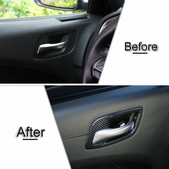 Carbon Fiber Inner Door Handle Bowl Cover Trim Accessories for Dodge Charger 11+