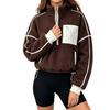 Women's Mock Neck Sweatshirt, Casual Cropped Loose Fit Pullover Top for Fall and Winter