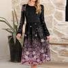 Women's fashionable loose retro printed round-neck dress