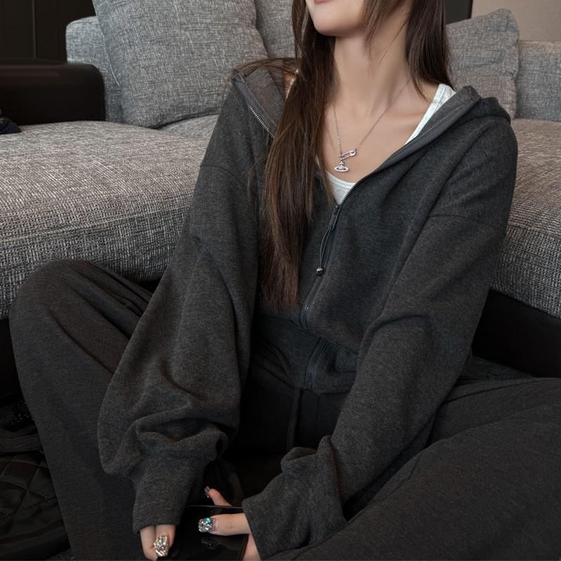 Womens Oversized Hooded Zip-Up Coat Winter Thick Warm Casual Jacket Plain Solid Color
