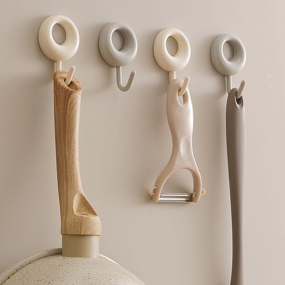 

4Pcs Self Adhesive Door Hanger Plastic Wall Hanger Simple Circular Hooks Bedroom