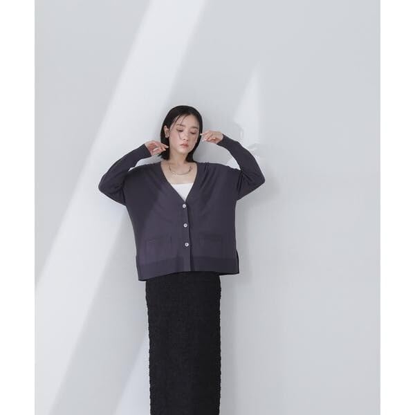 Natural Beauty Basic Basic Knit Airy Women's V-Neck Cardigan, Blue, 017-5175311