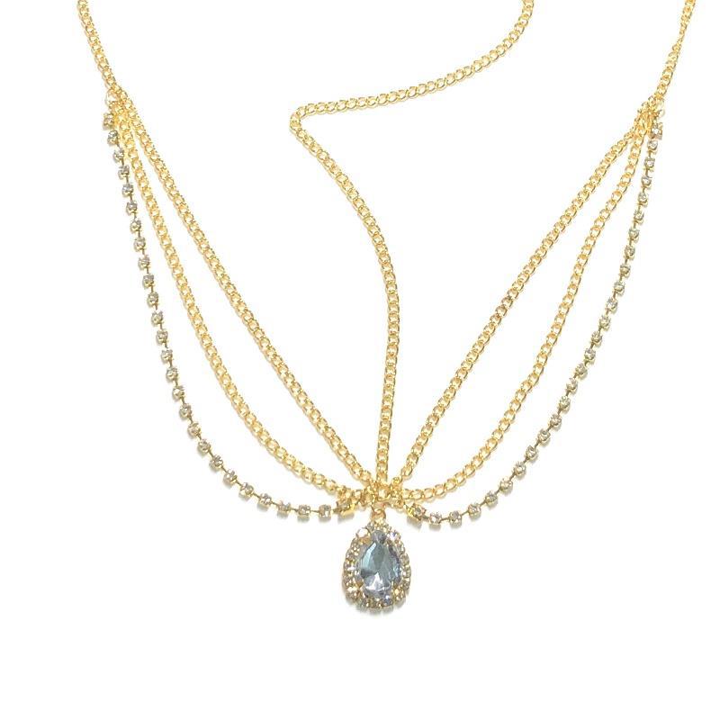 Crystal Forehead Accessory, Center Eyebrow Pendant, Head Accessory, European-style Bride Forehead Chain, Waterdrop Hairdo Head Chain, Wave Shape