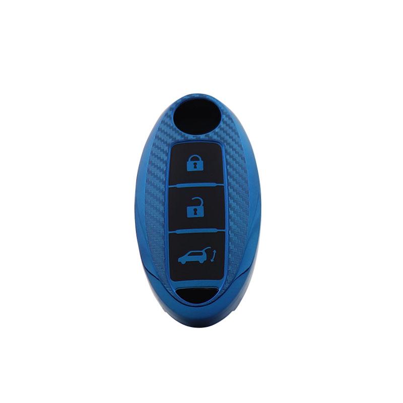 

TPU Carbon Fiber Car Remote Key Cover Case Shell Key Fob for Qashqai X-Trail T32 T31 Juke J10 J11 Kicks Tiida Pathfinder Note Protector Holder blue