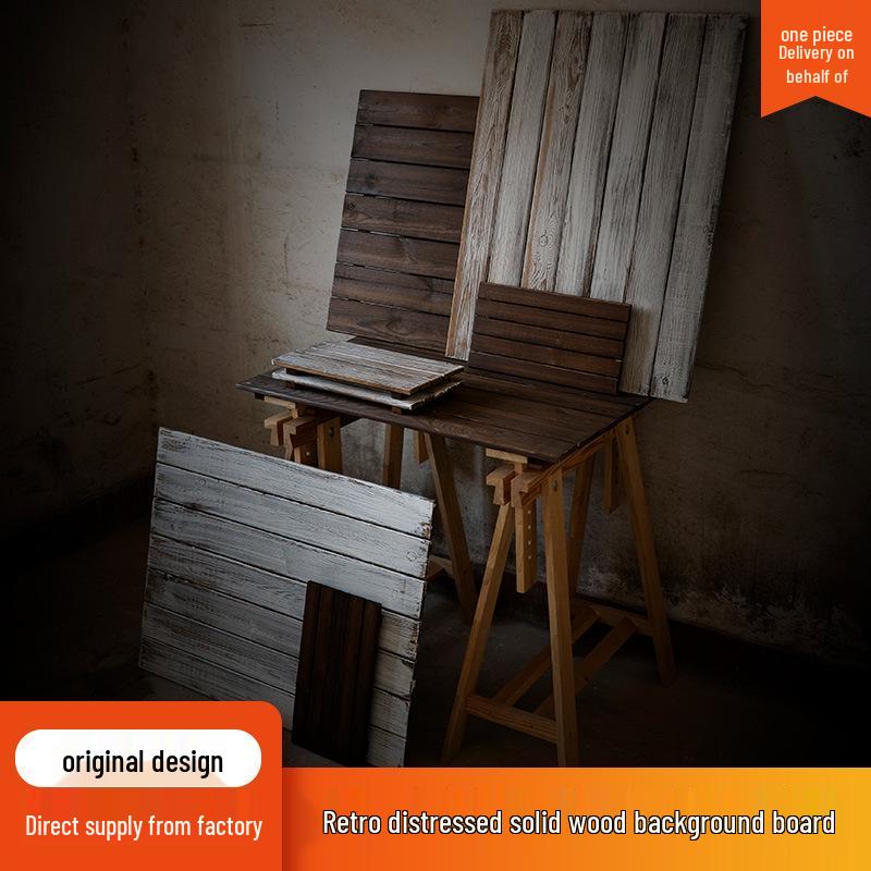Distressed Solid Wood Photography Background for Tabletop and Still Life Distressed White Solid Wood Tray approx. 37*19cm