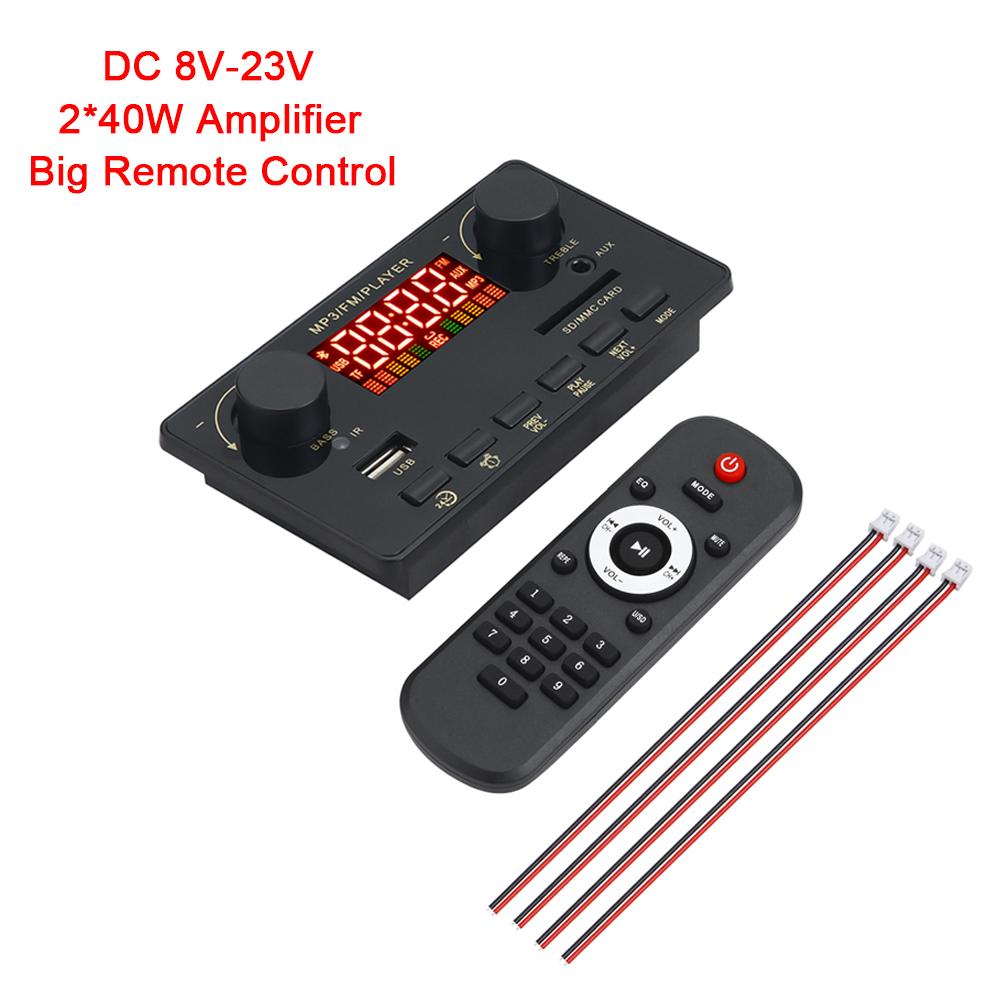 2*40W MP3 WAV Decoder Board Bluetooth 5.0 80W Amplifier Support USB TF FM Radio Mp3 Music Player Speaker Handsfree Car Audio