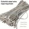 10Pcs Stainless Steel Wire Keychains 1/1.5/2mm Cable Loop Connecter for Luggage ID Tags Strong Woven Key Rings Kit