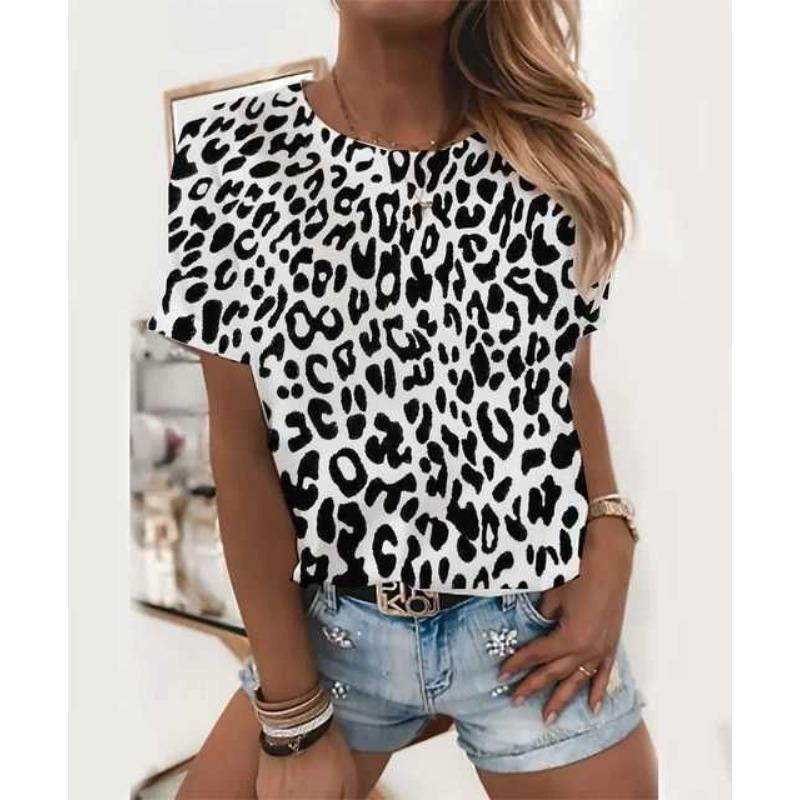 Sexy and Fashionable Leopard Print Casual Short Sleeved Street Women's T-shirts