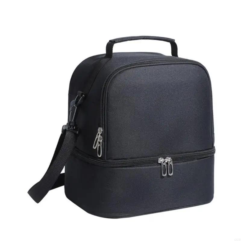 Cationic Fabric Double-layer Storage Insulation Lunch Bag Portable for Outings Large Capacity Waterproof Stain Resistant Bag