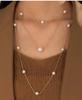 Long, Multi- Pearl Necklace, Stylish for Layering and Wearing the Collarbone.