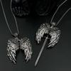 Y2K Gothic Personalized Creative Angel Wings And Sword Pendant Necklace Couple Necklace Suitable For Daily Wear
