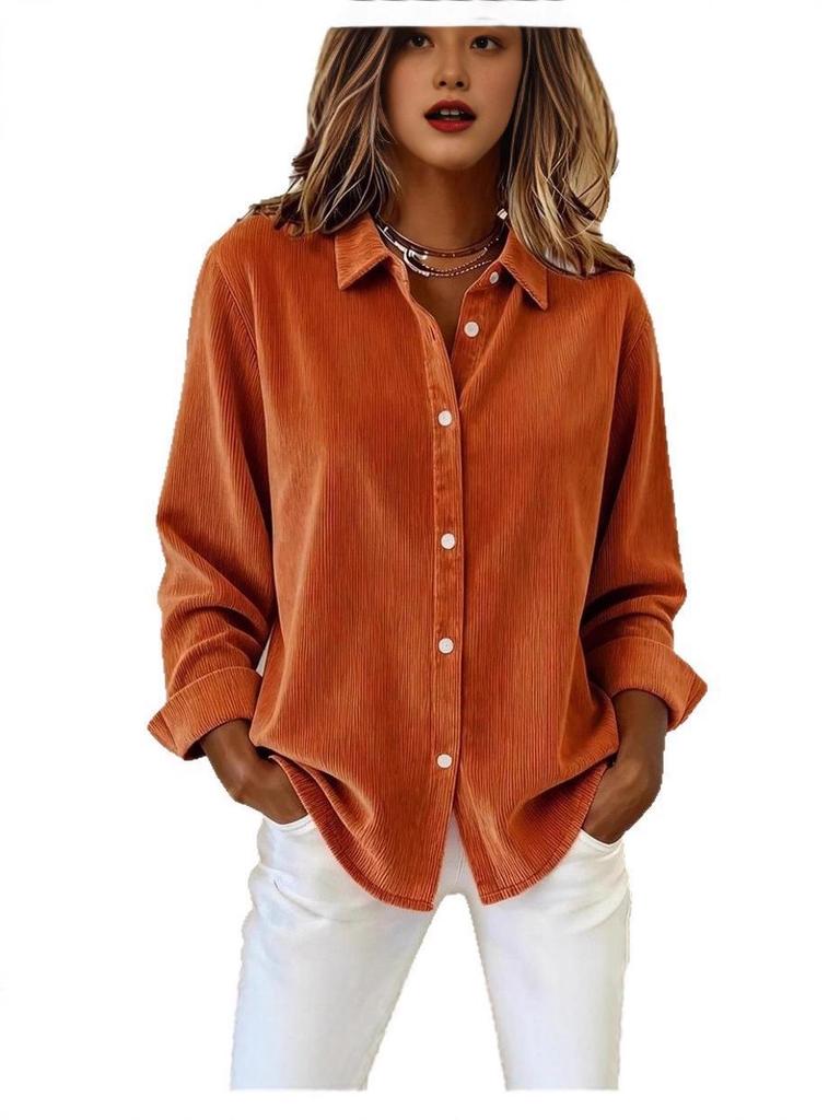 2025 Women's Autumn/Winter Corduroy Casual Shirt - New European & American Styles