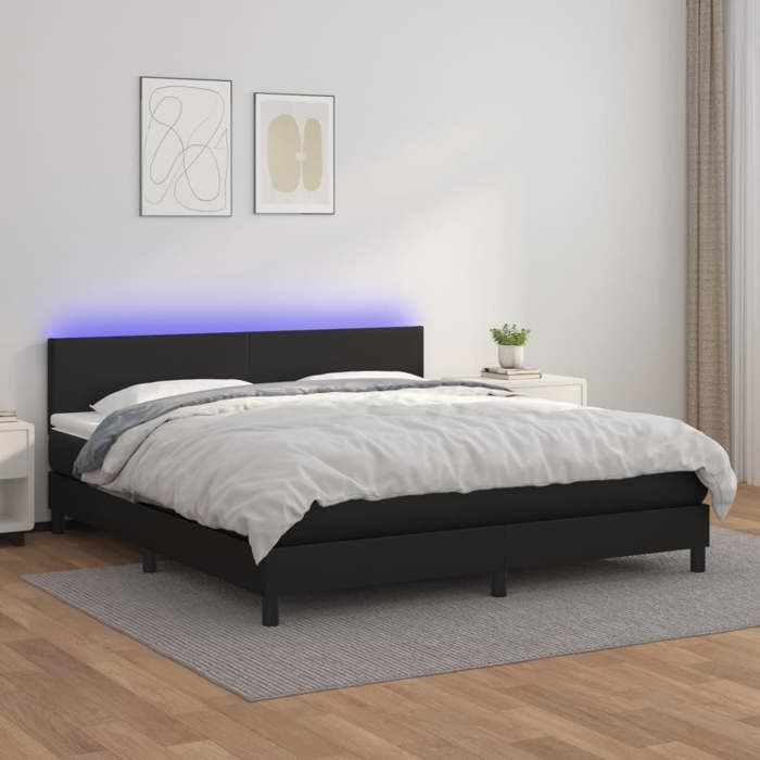 VidaXL Slatted Bed Base with Mattress and LED, Upholstered Bed, Double Bed, Adult Bed for Interior Bedroom, 3134117