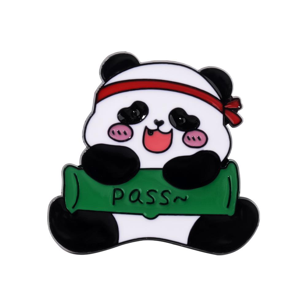 Creative Cute Panda and Sunflower Alloy Brooch - Fashionable Animal Badge Accessory