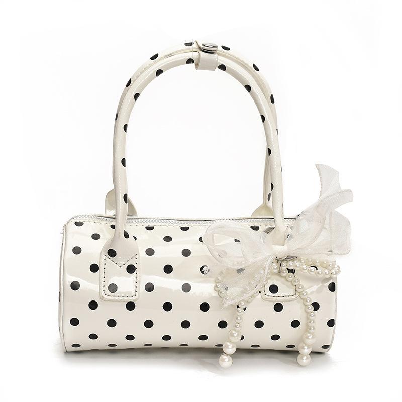 Niche polka dot bag 2025 new Mori sweet fashion bow foreign style versatile portable shoulder cylinder bag