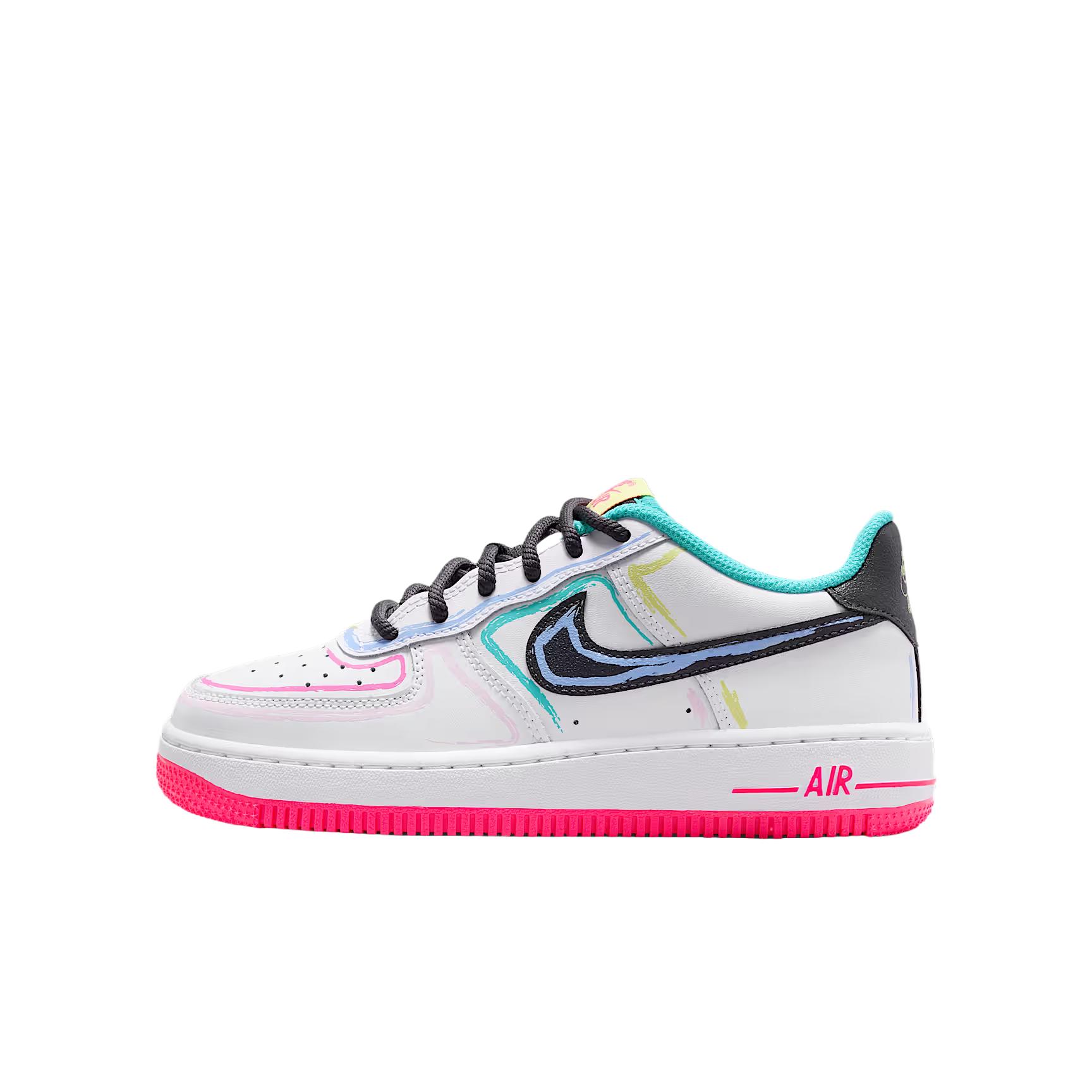 Nike Air Force 1 Synthetic Leather, Leather Low top Skateboard Shoes Kids  IU3252-100 35.5