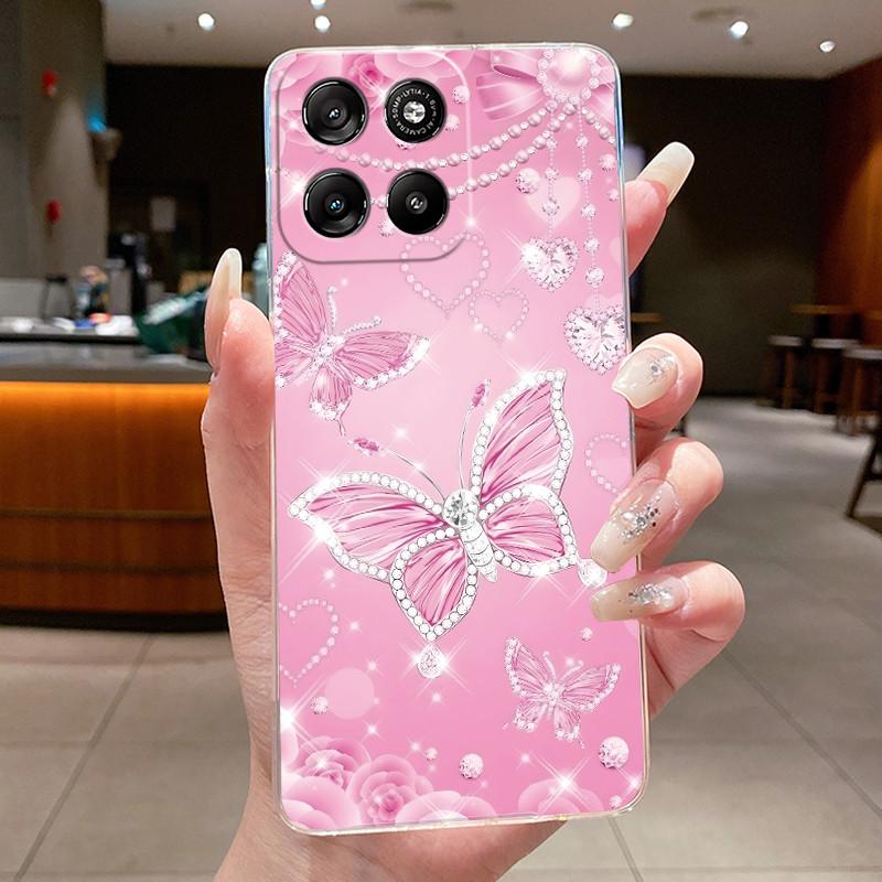 For Motorola Moto G57 Power / G67 Power 5G Case Clear Luxury Fashion Butterfly Flowers Soft TPU Silicone Casing Protective Cover