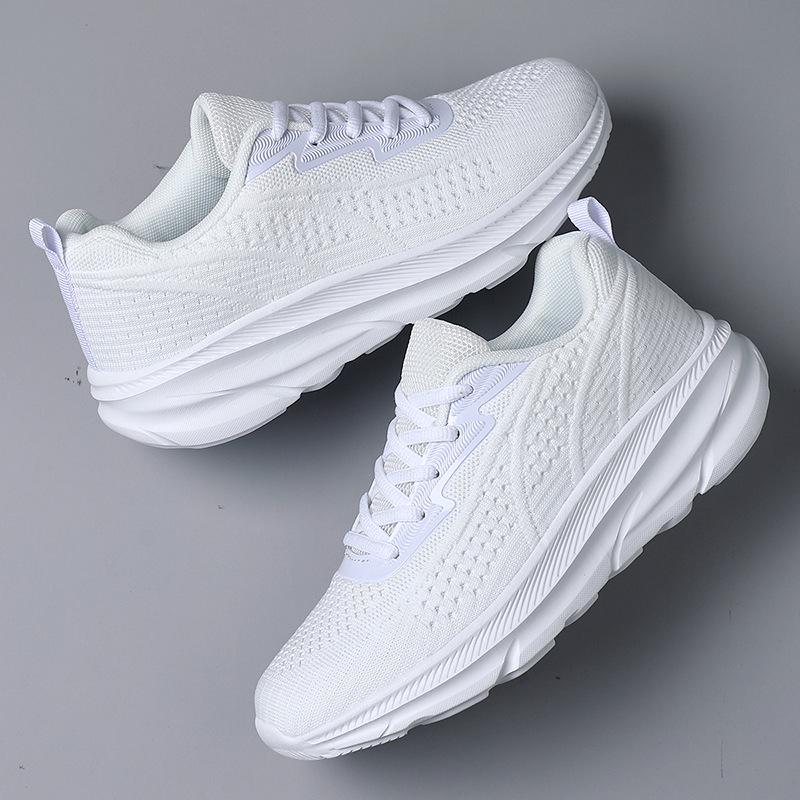 Women's Autumn Flyknit Thick Sole Casual Running Shoes - Breathable Mesh, Large Size, Comfortable Sport Sneakers for Mom