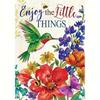 One "Savor the Little Things" Hummingbird Garden Flag, 30.48cm X 45.72cm Vertical Floral Burlap Lawn Sign, Double-Sided Design, Washable, Suitable for