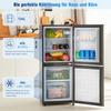 106L Energy-Saving Mini Fridge LED, 60L Refrigerator + 46L Freezer, 7 Temperature Settings, Adjustable Shelves, 166 Kwh/Year, 45db