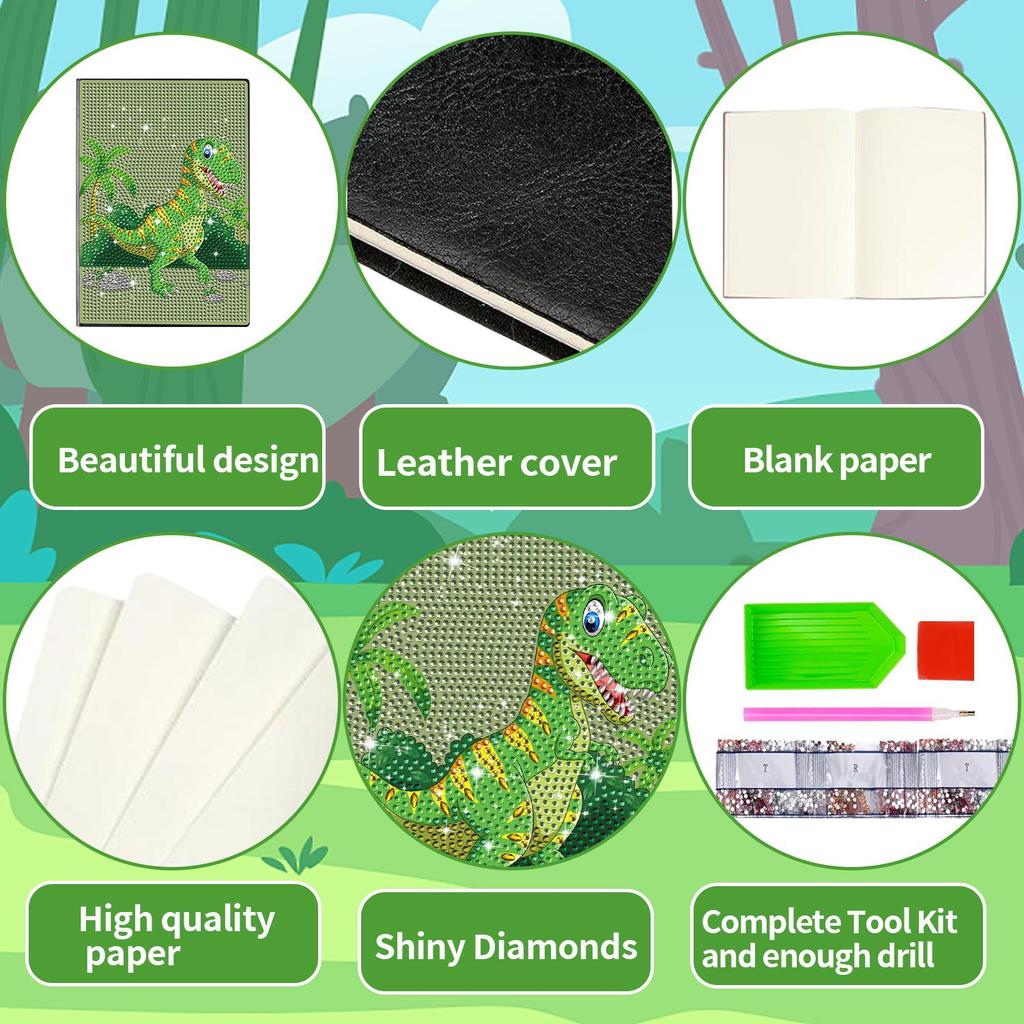 A5 Business Notebook with 5D Diamond Painting, DIY Imitation Leather, B5 Meeting Record Journal, Elegant Gift.