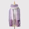 Color matching mohair scarf women's autumn and winter advanced sense thickened warm versatile scarf simple versatile scarf