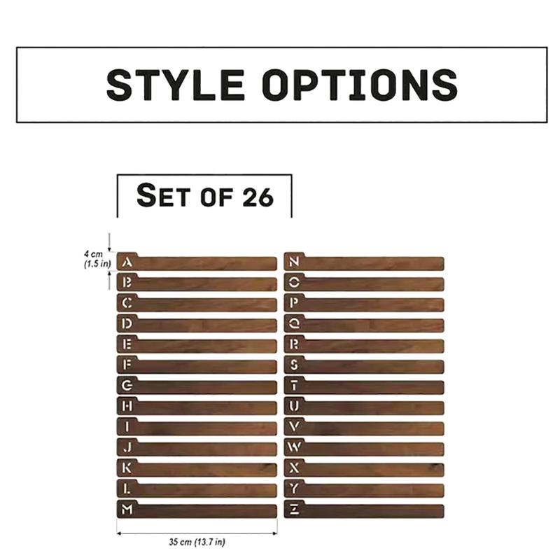 26 ks Vinylových rozdělovačů Abecední rozdělovače pro uložení vinylových desek A-Z dřevěné rozdělovače na desky 26 Organizér držáku na desky