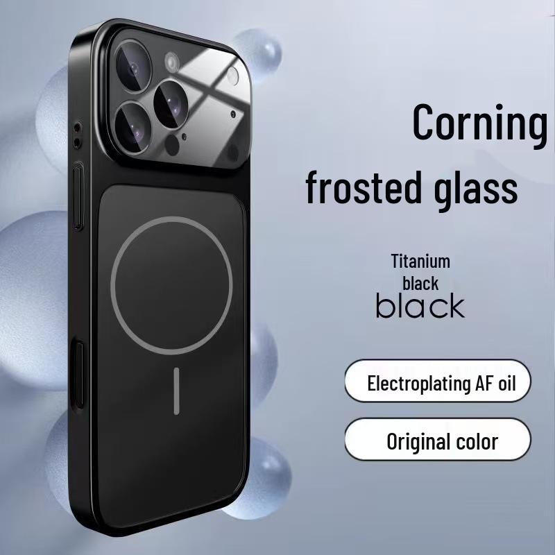 Чехол для iPhone 16 Pro Max: Матовое стекло, Оригинальная текстура, Гальваническое магнитное крепление 11
