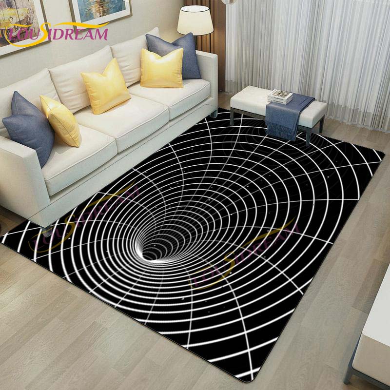 3D Vortex Illusion Rug Abstract Rug Modern Carpets for Living Room Area Rug Non Slip Floor Rug Teen's Rug Game Room Rug Play Mat