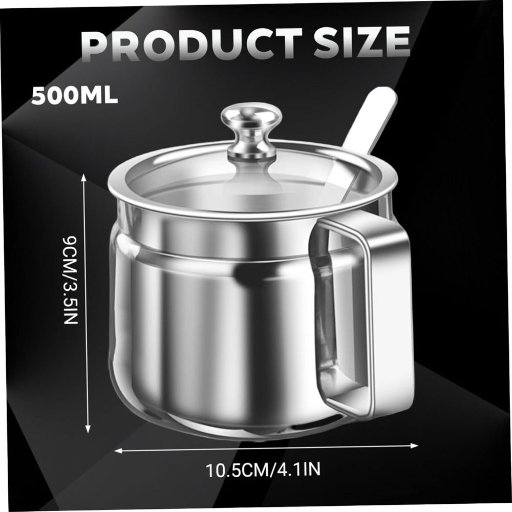 With Clear Lid and Handle Stainless Steel Seasoning Containers 500ml Spice Jars  for Home Kitchen