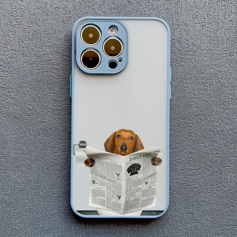 Cute Cartoon Newspaper Reading Dog Phone Case For iPhone 15 14 16 12 Pro Max 11 13 Mini Pro Max X XR XS Lovely Shockproof Covers