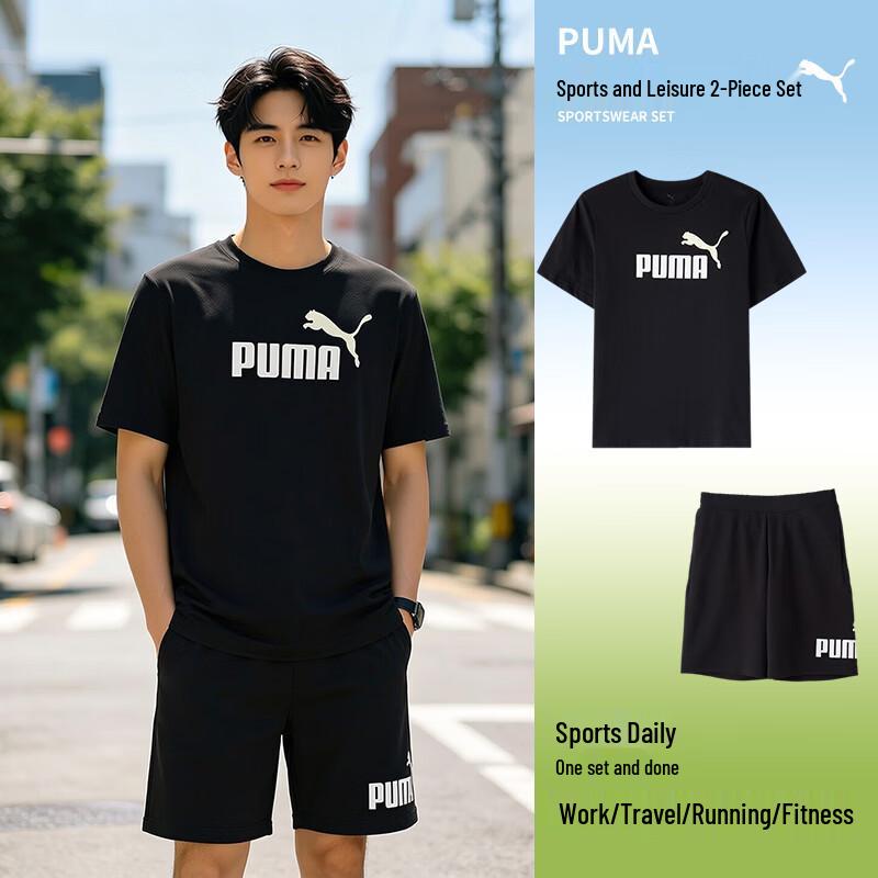 PUMA Men s Short Sleeve  Shorts Sportswear Set M